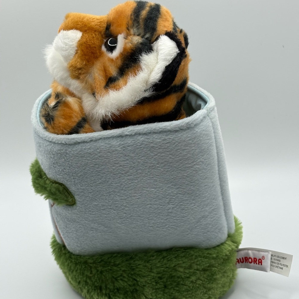 Aurora TIGER Plush Puppet Stuffed Animal Toy In Tree 11” New Without Tags - Picture 2 of 14